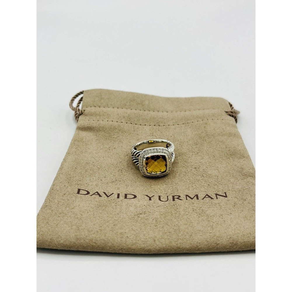 David Yurman Albion 11mm with Citrine and Diamonds Ring Size 7